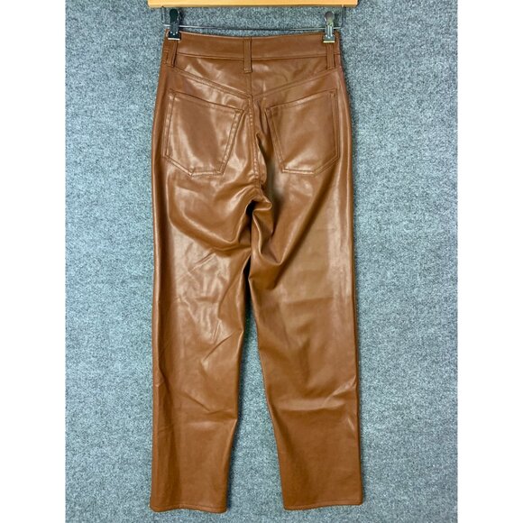 NEW Old Navy Womens Faux Leather High Rise OG Loose‎ Brown Pants Size 0 - Picture 3 of 11